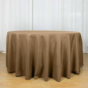 Polyester Round Tablecloth 120" Taupe - Durable & Seamless Table Cover
