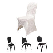 Crushed Velvet Spandex Stretch Banquet Chair Cover 190GSM White - Fitted Slipcover with Foot Pockets for Weddings
