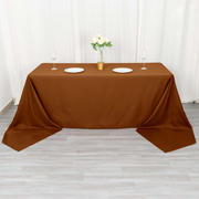 Polyester Rectangle Tablecloth 90"x156" Cinnamon Brown with Seamless Finish