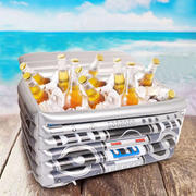 Silver Inflatable Ice Beverage Cooler 80's Boom Box Design 24"x12" - Pool Party Drink Container