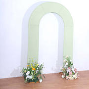 Sage Green Spandex Fitted Open Arch Backdrop Cover, Double-Sided U-Shaped Wedding Arch Slipcover 8ft