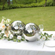2-Pack Stainless Steel Gazing Globe Mirror Ball 12" Reflective Shiny Hollow Spheres Silver - Outdoor Garden Décor
