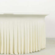 Spandex Round Tablecloth 6ft Ivory - Classy Table Cover Skirt with Ruffles