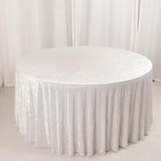 Premium Crushed Velvet Round Tablecloth 120" White - Seamless Soft & Graceful Reusable Table Cover