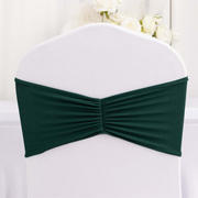 5 Pack Spandex Chair Sashes 8"x13" Hunter Emerald Green Ruffled Style - Wide Wrinkle-Free Stretch Chair Bands
