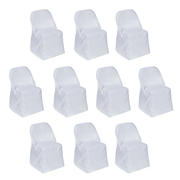 10 Pack Polyester Folding Chair Covers White - Reusable Stain-Resistant Slip-On Covers for Weddings & Parties