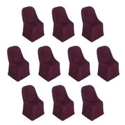 10 Pack Polyester Folding Chair Covers Burgundy - Reusable Stain-Resistant Slipcovers