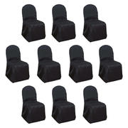 10 Pack Polyester Banquet Chair Covers Black - Reusable Stain-Resistant Slipcovers