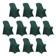 10 Pack Stretch Spandex Folding Chair Covers Hunter Emerald Green - 160GSM Superior Durability with a Snug Fit Slipcovers