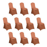 10 Pack Spandex Fitted Banquet Chair Covers Terracotta (Rust) - Reusable Stretch Slip-On Slipcovers