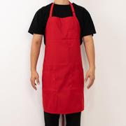 Red Premium Polyester Kitchen Chef Apron with Adjustable Neck and Long Ties, Waterdrop Resistant 2 Pockets Unisex Cooking Bib Apron