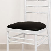 5 Pack Spandex Chiavari Chair Cushion Covers Black - Washable Stretch Fitted Seat Pad Slipcovers for Dining Chairs