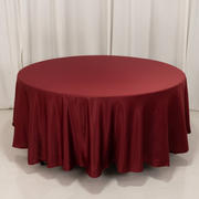 Lamour Satin Round Tablecloth 108" Burgundy - Soft Tempered Sheen Table Cover