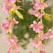 2-Pack Silk Flower Garland Vine Lights 6ft Jasmine Design Pink Warm White - Battery Operated Decorative Fairy Lights