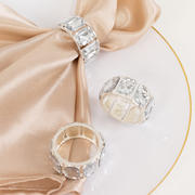 4 Pack Crystal Diamond Gem Napkin Rings, Elegant Decorative Napkin Holders for Table Settings