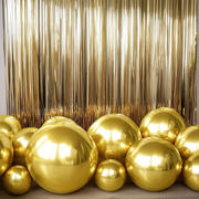 4-Pack 32" Orbz Mylar Foil Balloons, Metallic Gold Large Round Sphere Helium or Air-Filled Party Decorations