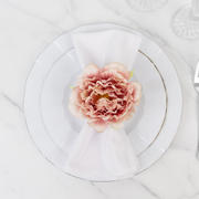4-Pack Napkin Rings with Silk Peony Flower – Pink Floral Napkin Holders for Dinner Table Settings & Décor