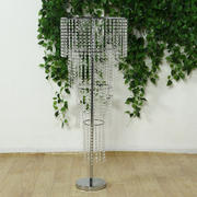 4-Tier Table Centerpiece Acrylic Beaded Chandelier – Round Metal Floral Stand for Wedding & Event Centerpieces, 4ft Tall