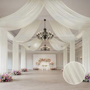 Sheer Wedding Arch Drape – 5ftx32ft Ivory Sheer Curtain Backdrop, Ceiling Drapery Panel