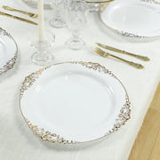 20-Pack Economy Plastic Charger Plates 13" Round White with Gold Embossed Baroque Rim - Stylish Dinner Party Serving Plates