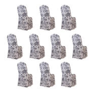 10 Pack Polyester Banquet Chair Covers – White Black French Toile Pattern, Reusable Stain-Resistant Slip-On Slipcovers