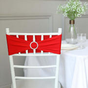 5 Pack Red Spandex Stretch Chair Sashes with Silver Diamond Ring Slide Buckle 5"x14"