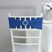 5 Pack Stretch Spandex Chair Sashes 5"x14" Royal Blue with Silver Diamond Ring Slide Buckle - Durable Fitted Chair Bands
