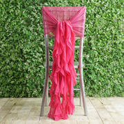 1 Set Fuchsia Chiffon Hoods With Ruffles Willow Chair Sashes