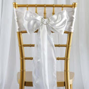 5 Pack White Satin Chair Sashes 6"x106"