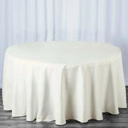 Premium Polyester Round Tablecloth 120" Ivory - Seamless 220GSM Table Cover