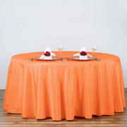 Orange Seamless Polyester Round Tablecloth 120" for 5 Foot Table With Floor-Length Drop