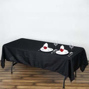 Polyester Rectangle Tablecloth 60"x102" Black with Wrinkle-Resistant Finish - Ideal for Parties