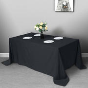 Polyester Rectangle Tablecloth 90"x132" Black with Seamless Finish - Sophisticated Style for Wedding Receptions