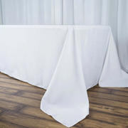 Premium Polyester Rectangle Tablecloth 90"x156" White - Seamless 220GSM Wrinkle-Resistant & Durable Finish