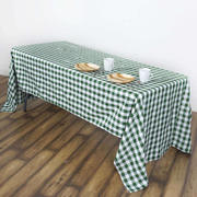 Polyester Rectangle Tablecloth 60"x102" White/Green Checkered Buffalo Plaid Table Cover