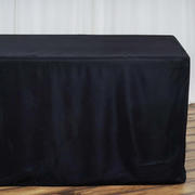 Fitted Polyester Rectangle Tablecloth 96"x30" Black - Snug Fit for Large Tables