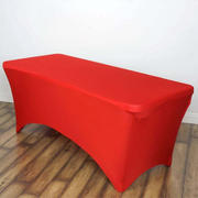 Stretch Spandex Rectangle Tablecloth 6ft Red - Wrinkle Free Fitted Table Cover