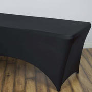 Stretch Spandex Rectangle Fitted Table Cover 96"x30" Black - Wrinkle Free Form-Fitting Tablecloth