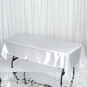 Satin Rectangular Tablecloth 60"x102" White - Wrinkle-Resistant and Durable Table Cover for Exquisite Weddings & Events