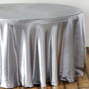 Silver Seamless Satin Round Tablecloth 108"