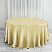 Champagne Seamless Satin Round Tablecloth 120" for 5 Foot Table With Floor-Length Drop