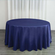 Satin Round Tablecloth 120" Navy Blue - Seamless Table Cover