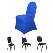 Spandex Stretch Fitted Banquet Chair Cover 160GSM Royal Blue - Durable Slip-On Slipcover
