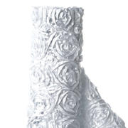 White Satin Rosette Fabric By The Bolt, DIY Craft Fabric Roll 54"x4yd