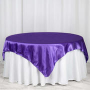 Satin Table Overlay 72"x72" Purple - Wrinkle Resistant & Smooth Table Topper