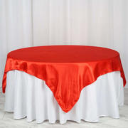 Satin Table Overlay 72"x72" Red - Wrinkle Resistant & Smooth Table Topper