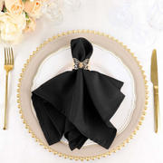 5 Pack Black Cloth Napkins with Hemmed Edges, Reusable Polyester Dinner Linen Napkins - 17"x17"