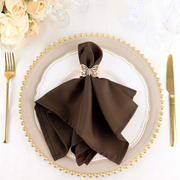5 Pack Polyester Napkins 17"x17" Chocolate Brown - Wrinkle Resistant & Easy Care Cloth Napkins