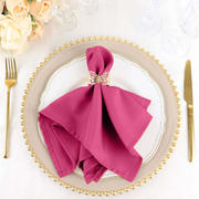 5 Pack Polyester Napkins 17"x17" Fuchsia - Wrinkle Resistant & Easy Care Cloth Napkins