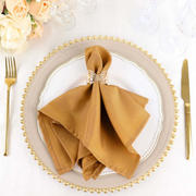 5 Pack Gold Cloth Napkins with Hemmed Edges, Reusable Polyester Dinner Linen Napkins - 17"x17"